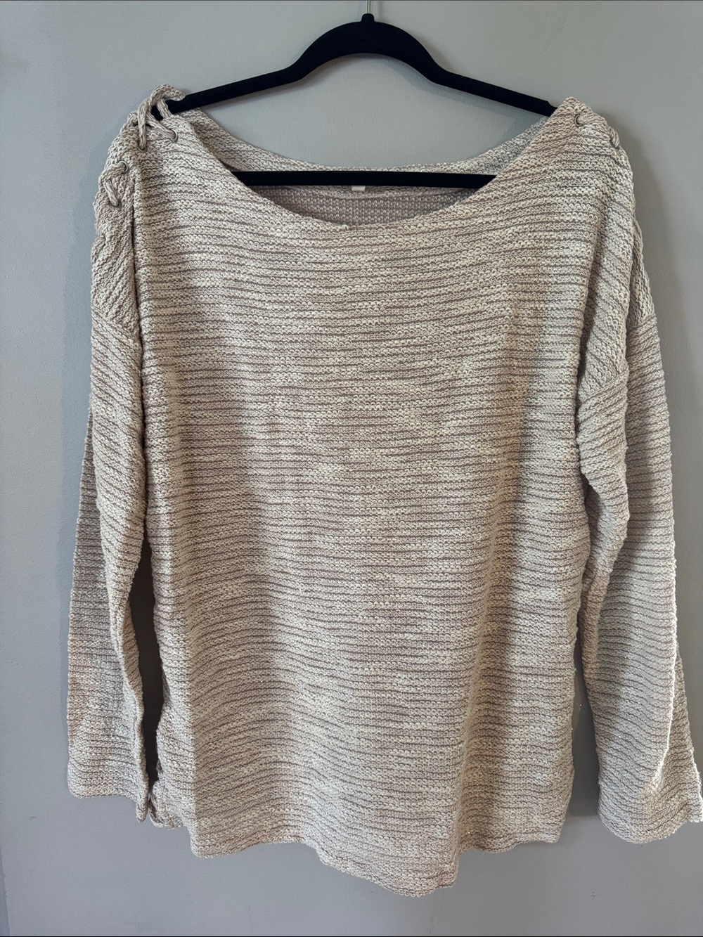 Maurices Cream Textured Scoop Neck Sweater